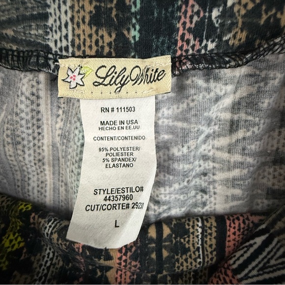 Lily White Plazzo Pants Women's‎ Large Multicolor Patterned Wide Leg Multicolor - Picture 9 of 12